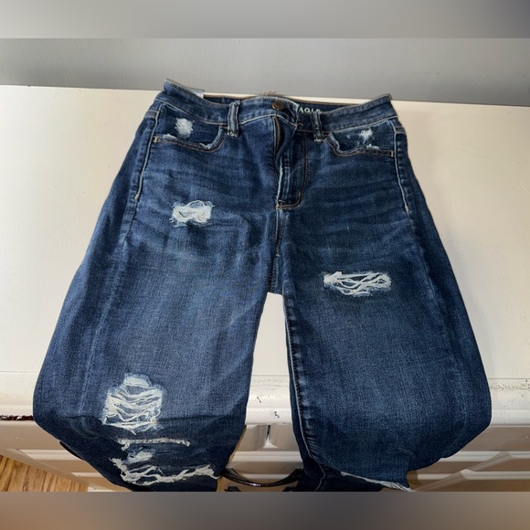 American Eagle Ripped Patch Super Hi-Rise Jegging - Size 2 Regular - Picture 1 of 6